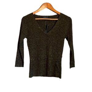 August silk silk blend metallic knit top